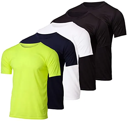 5 Pack:Boys Mesh Crew T-Shirt Girls Youth Teen Active Wear Athletic Quick Dry fit Dri-Fit Moisture Wicking Performance Basketball Gym Sport Short Sleeve Undershirt Tee Soccer Top -Set 7,Small 6-7