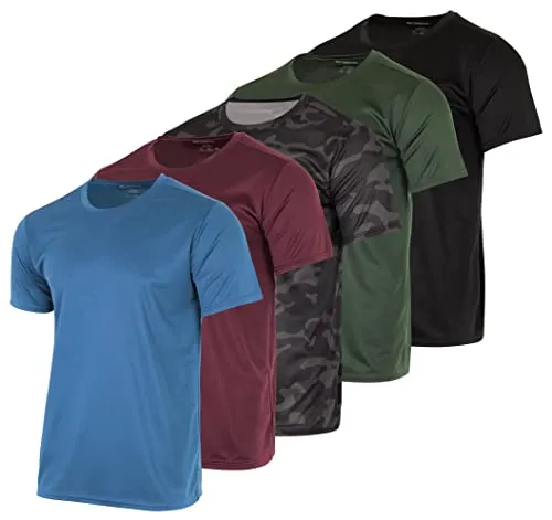 5 Pack:Boys Mesh Crew T-Shirt Girls Youth Teen Active Wear Athletic Quick Dry fit Dri-Fit Moisture Wicking Performance Basketball Gym Sport Short Sleeve Undershirt Tee Soccer Top -Set 7,Small 6-7