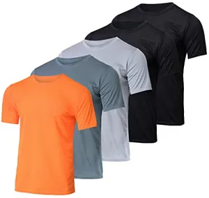 5 Pack:Boys Mesh Crew T-Shirt Girls Youth Teen Active Wear Athletic Quick Dry fit Dri-Fit Moisture Wicking Performance Basketball Gym Sport Short Sleeve Undershirt Tee Soccer Top -Set 7,Small 6-7