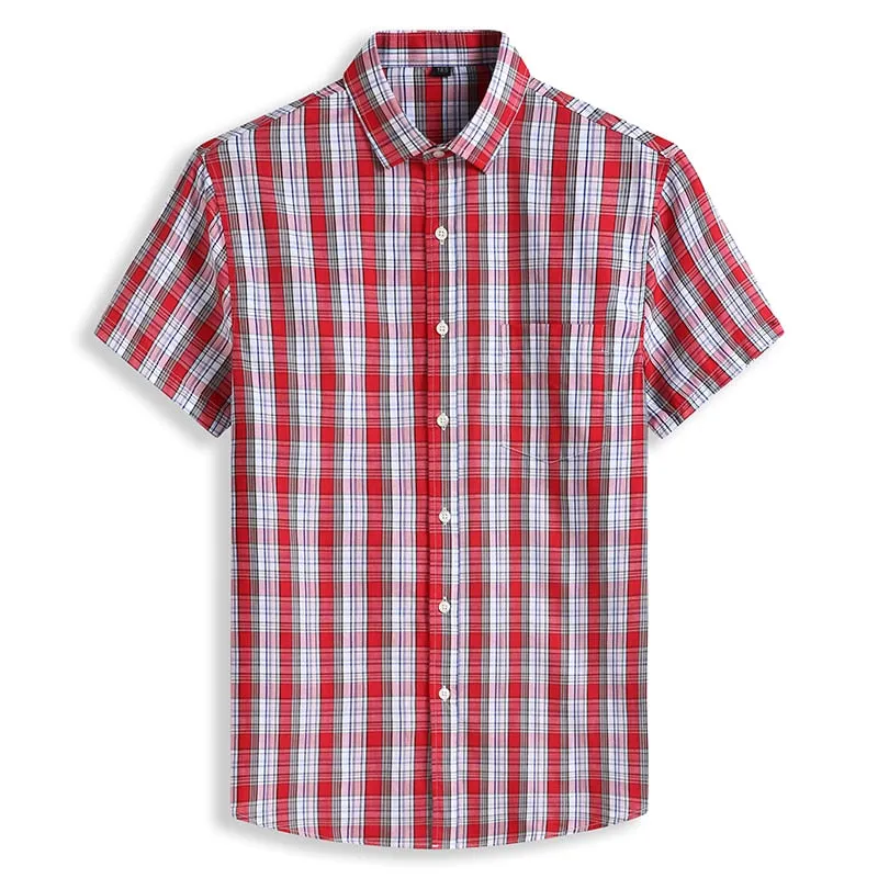 5XL 6XL 7XL 8XL 10XL Men&#39;s Plus Size Shirts Fashion Casual Classic Style 100% Cotton Comfortable Plaid Short Sleeve Shirt Male