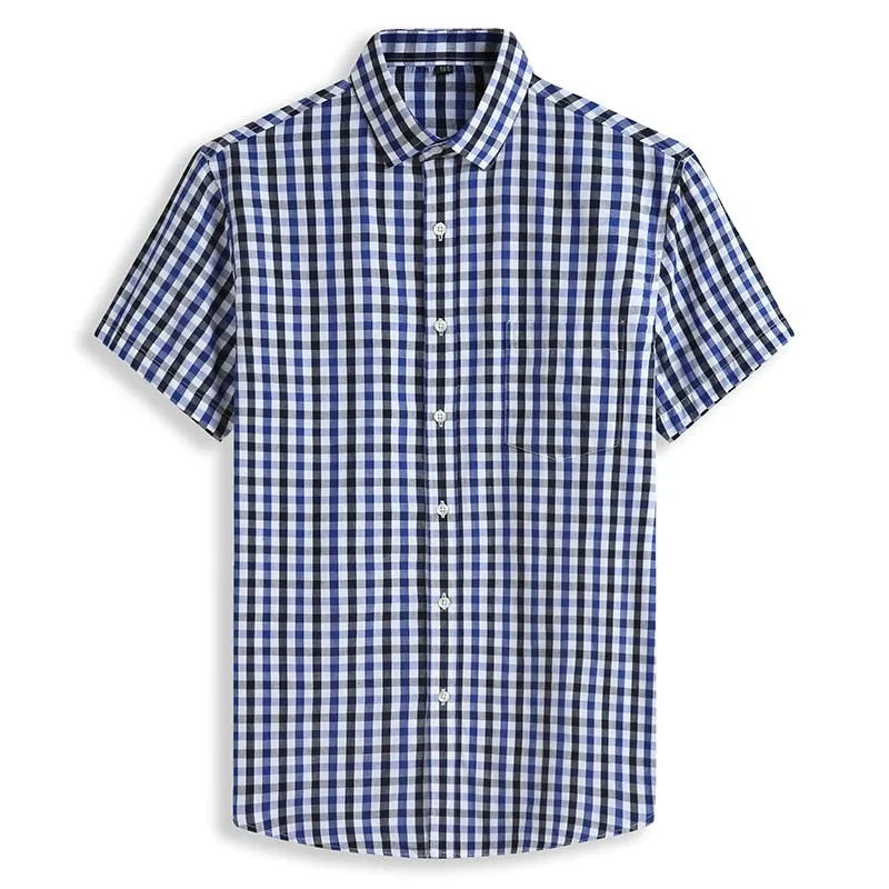 5XL 6XL 7XL 8XL 10XL Men&#39;s Plus Size Shirts Fashion Casual Classic Style 100% Cotton Comfortable Plaid Short Sleeve Shirt Male