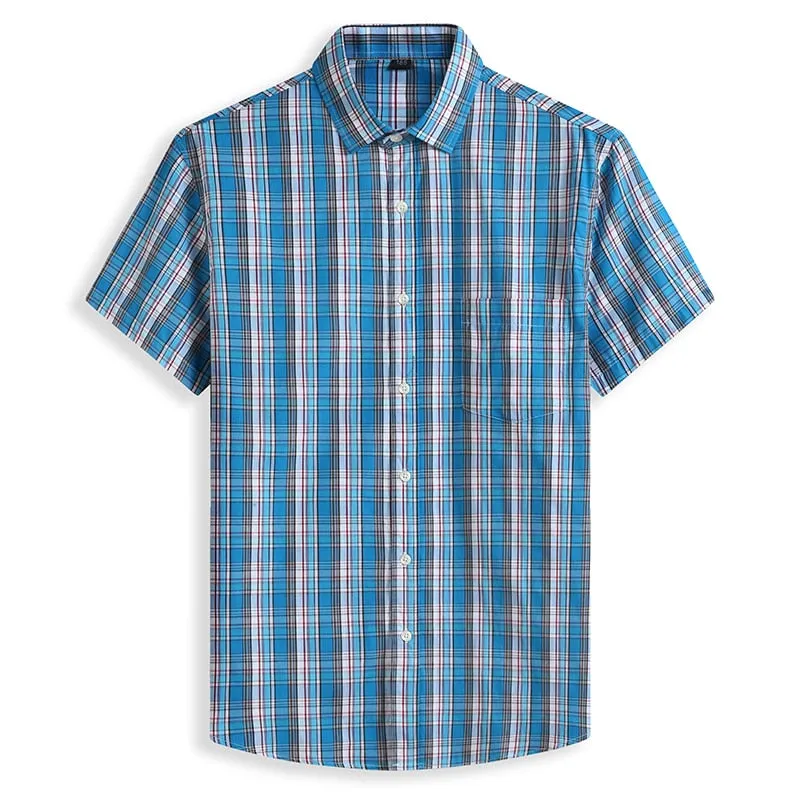 5XL 6XL 7XL 8XL 10XL Men&#39;s Plus Size Shirts Fashion Casual Classic Style 100% Cotton Comfortable Plaid Short Sleeve Shirt Male