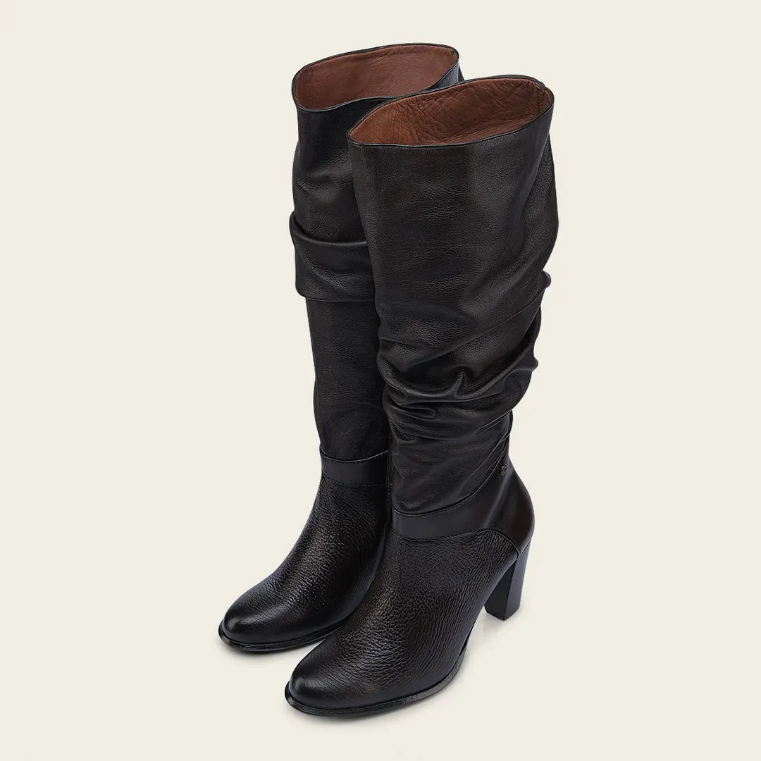 7G6VNTS - Cuadra chocolate western cowgirl wrinkled cowhide leather knee high boots for women