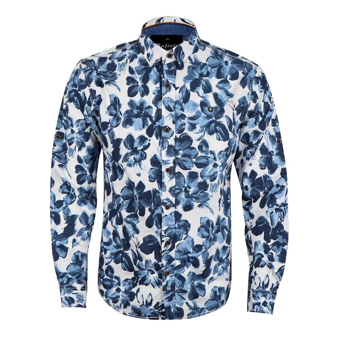 Bajieli Floral Sky Blue Long Sleeve Shirt