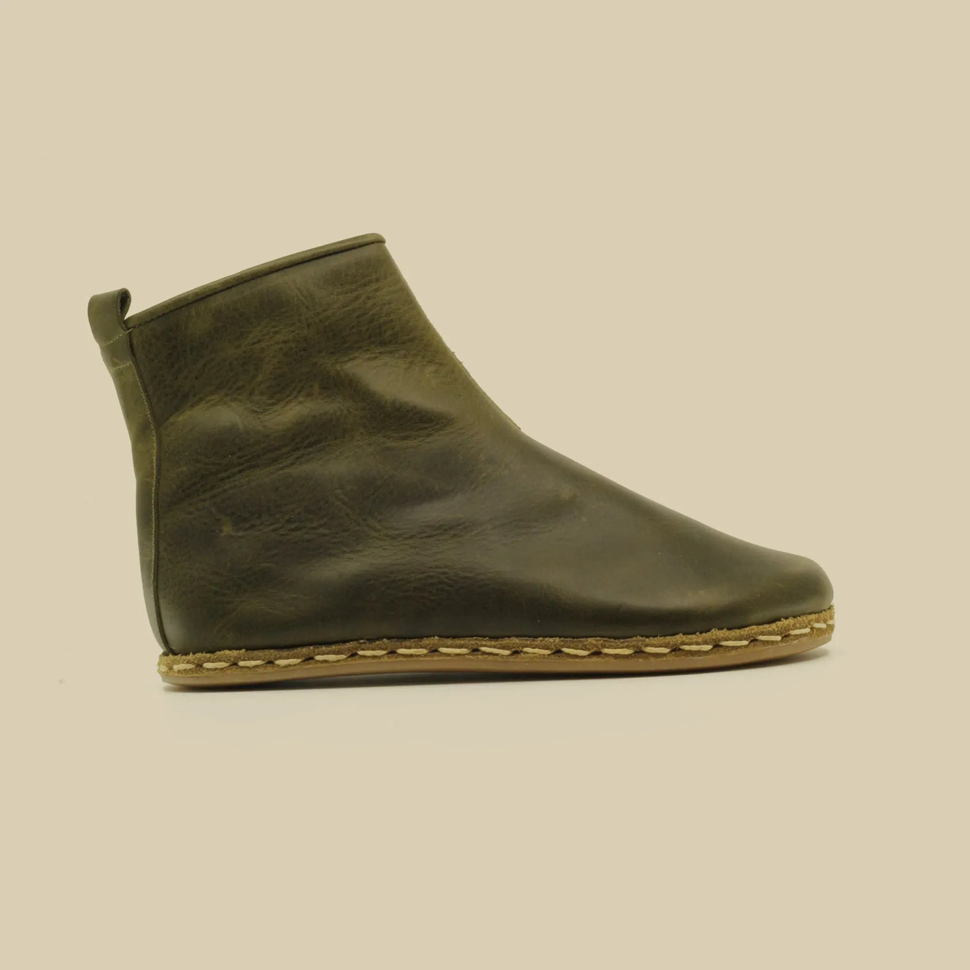 Barefoot Boots for Men with Zipper Olive Green