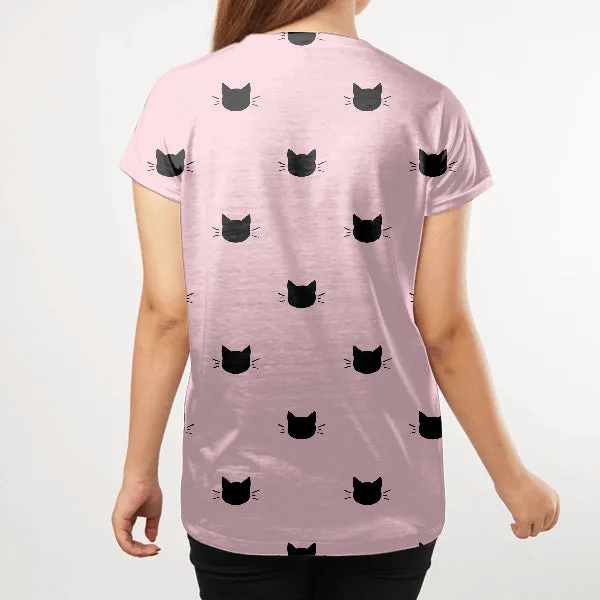 Black Heads of Cats Women All Over T-Shirt