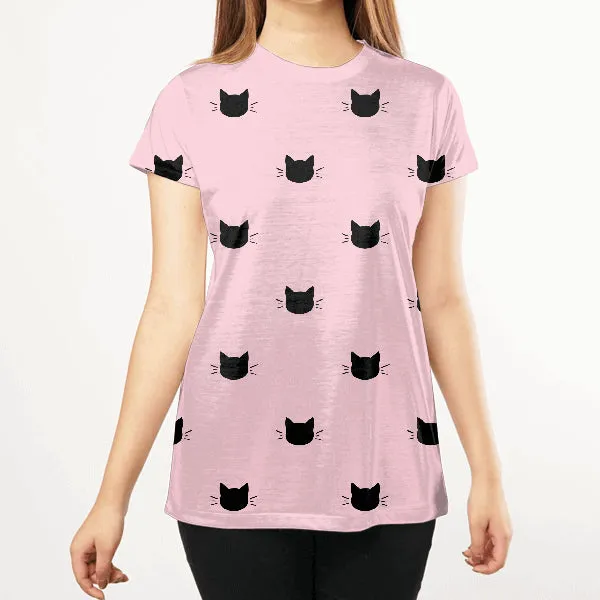 Black Heads of Cats Women All Over T-Shirt