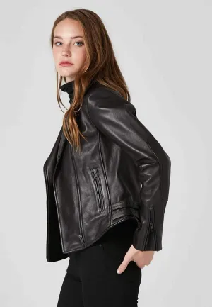 Black Leather Biker Jacket Female