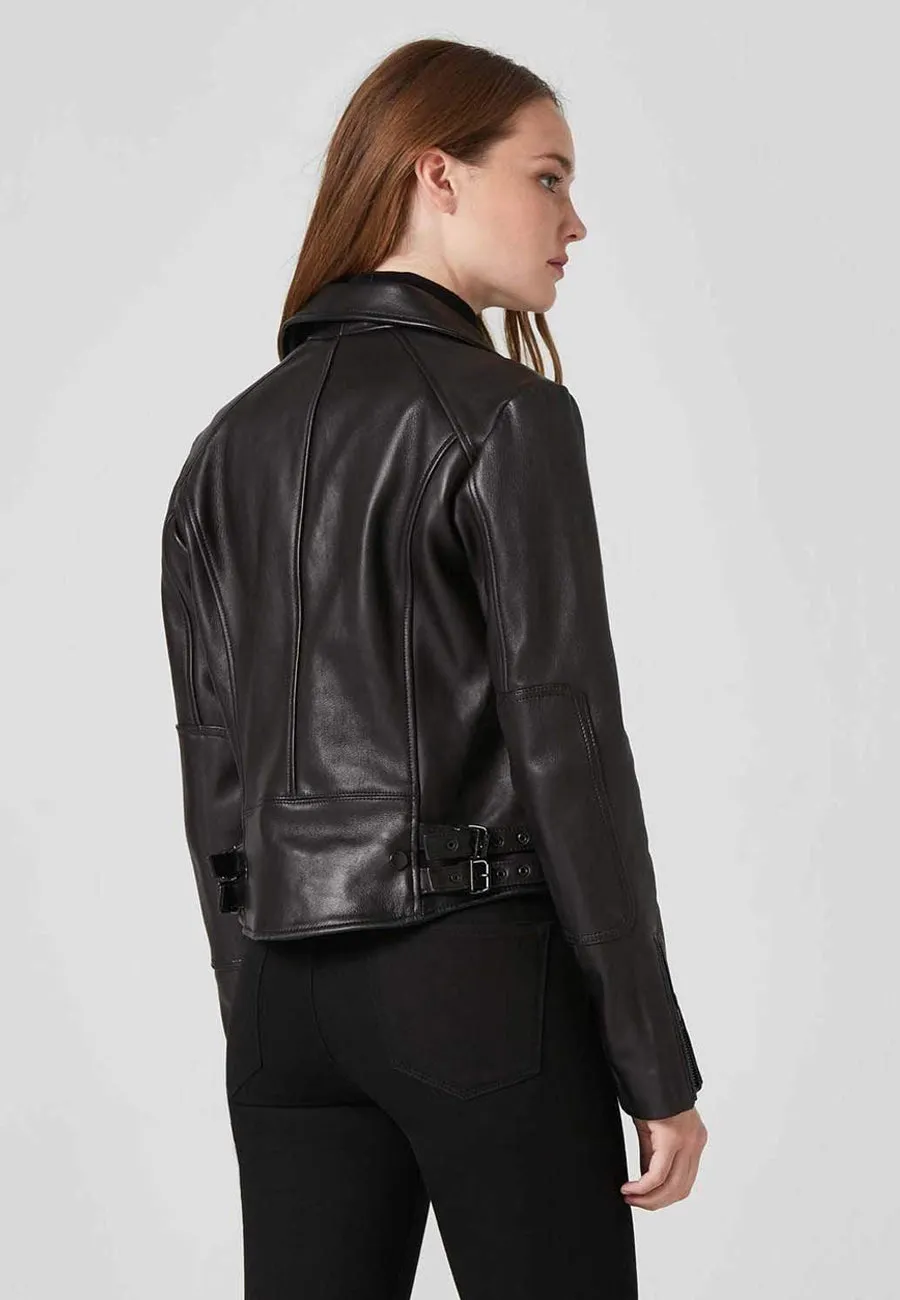 Black Leather Biker Jacket Female