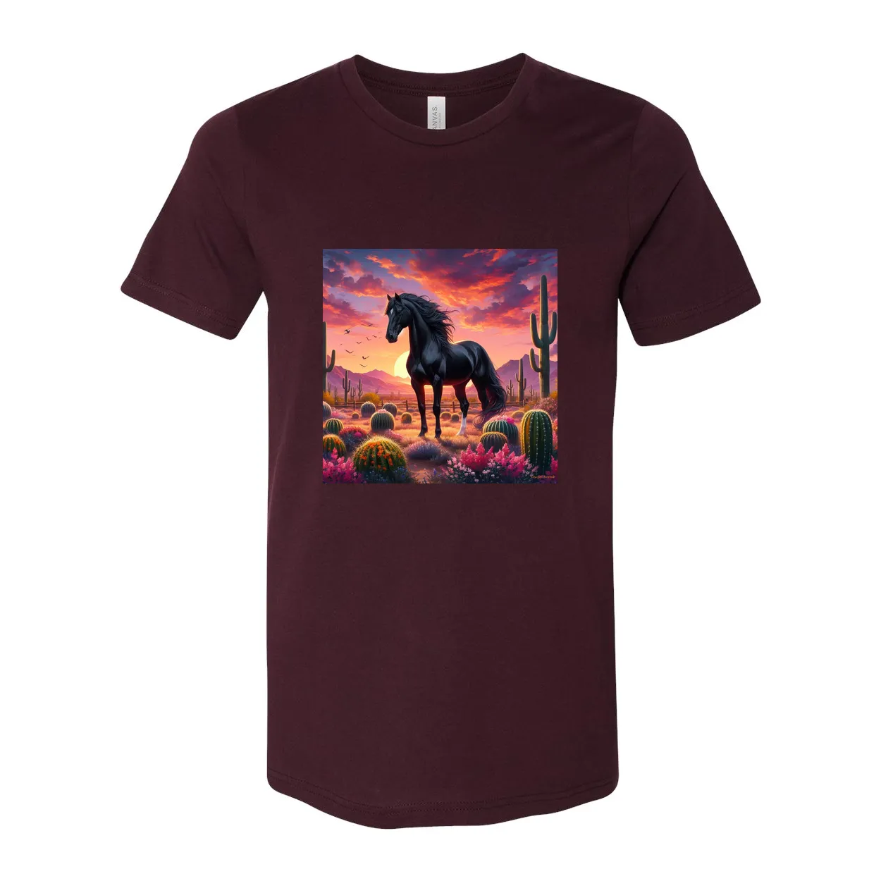 Black Stallion Desert Sunset Design T Shirts