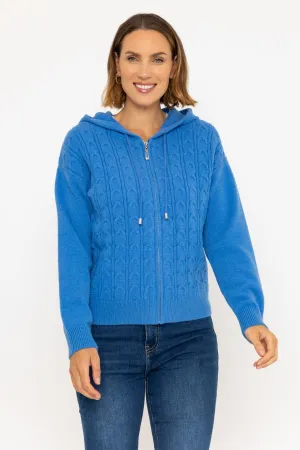 Blue Cable Zip Knit Hoodie