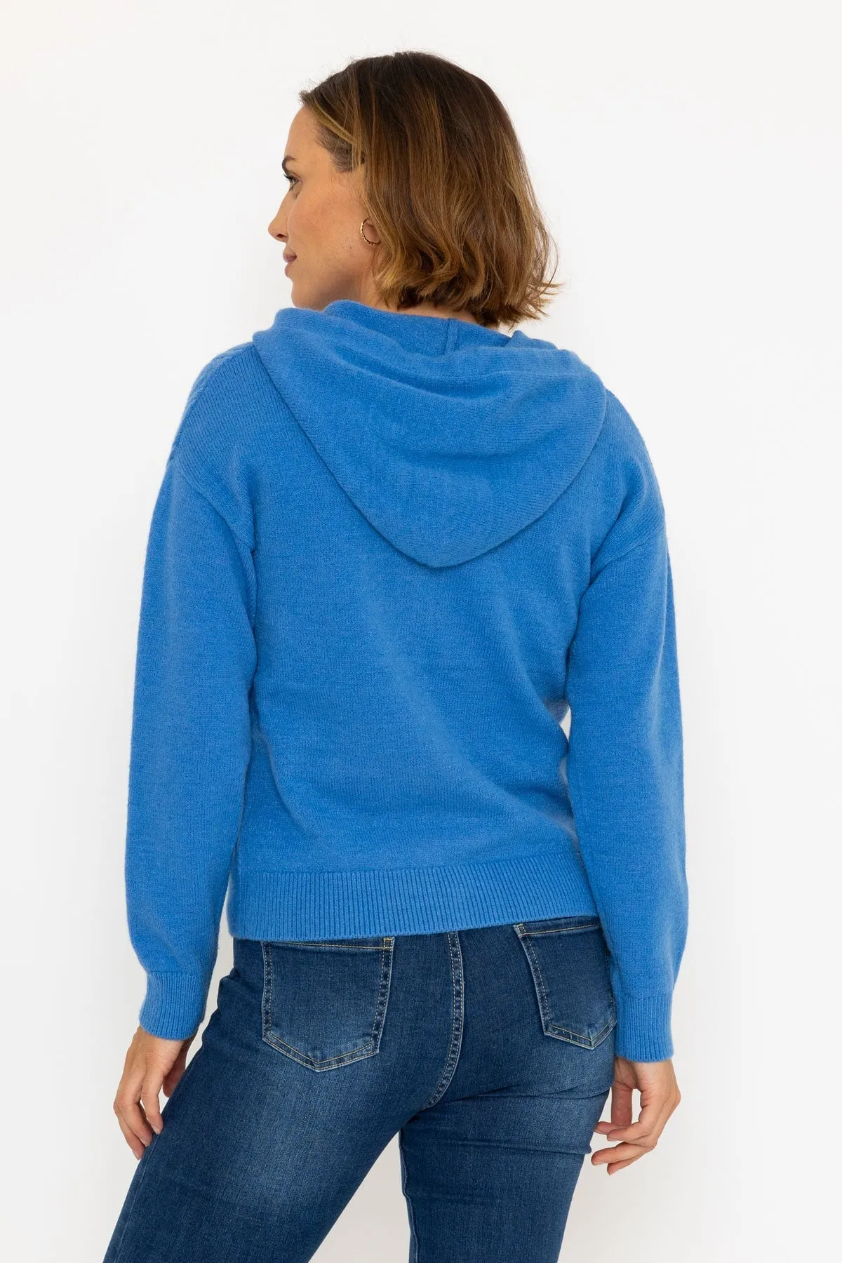 Blue Cable Zip Knit Hoodie