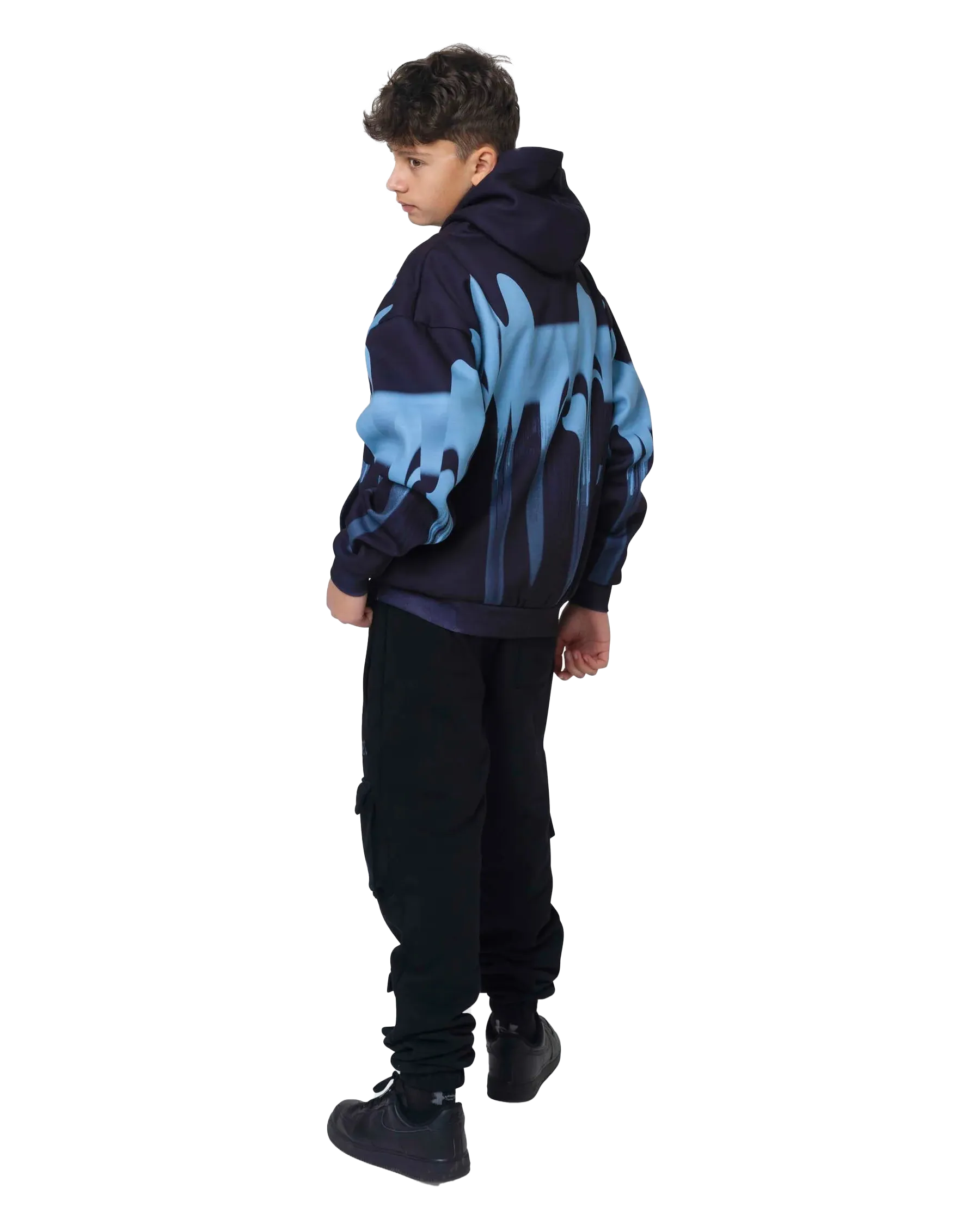 Boys Blue Drips Hoodie in Multi