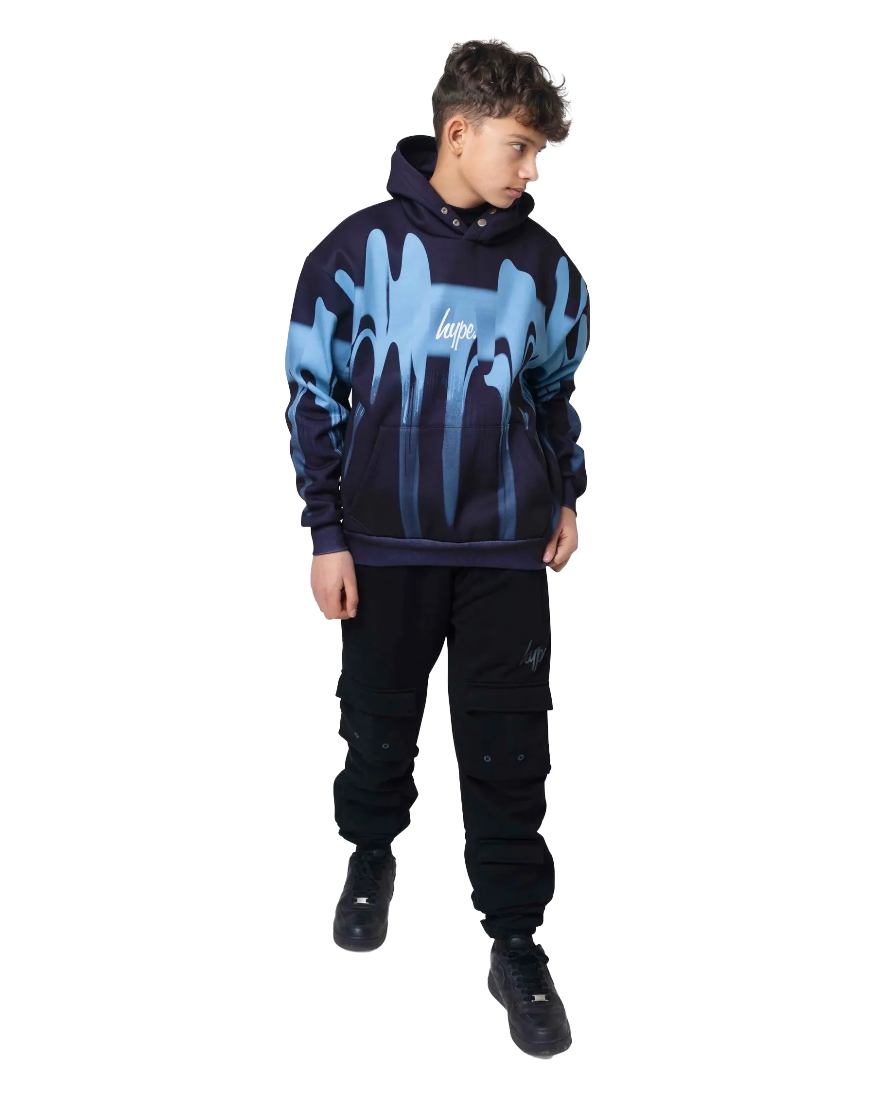 Boys Blue Drips Hoodie in Multi