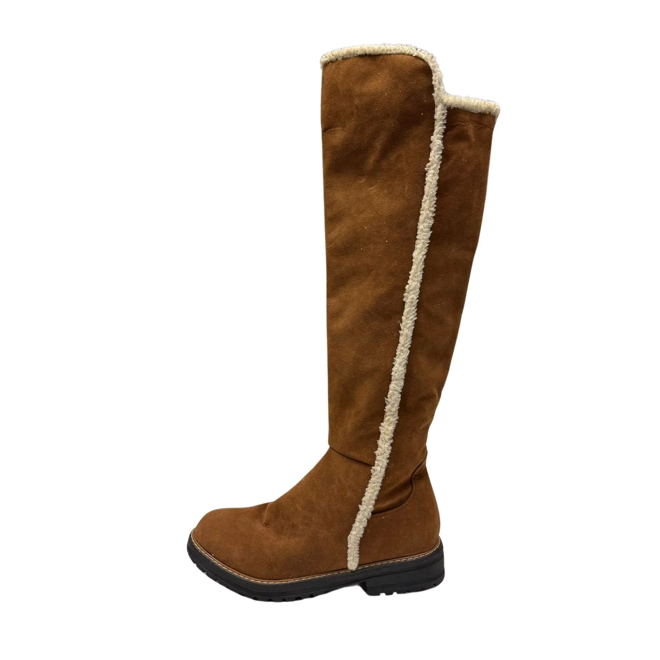 Brown and Cream Long Winters Boots Women's