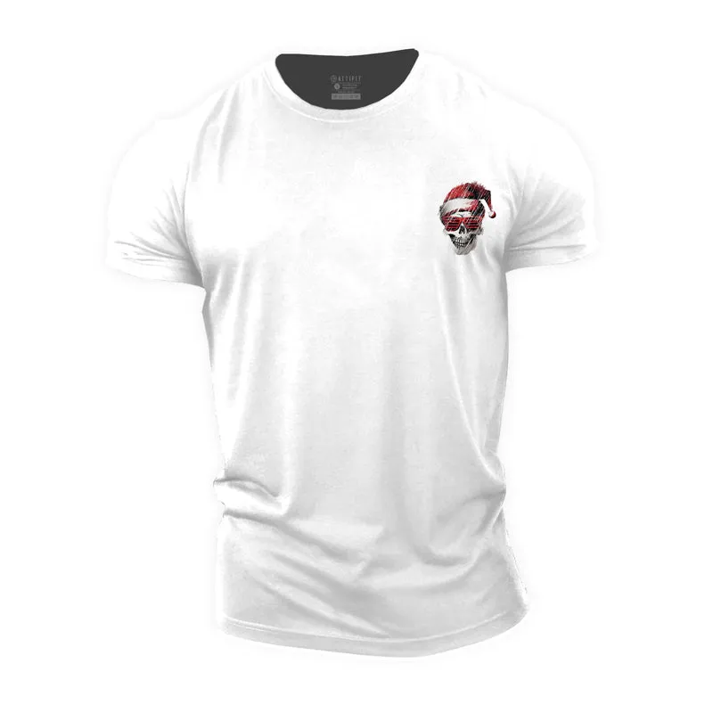 Christmas Cool Skull Graphic Men's Fitness T-shirts