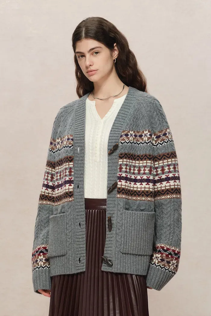 Coll Fair Isle Cardigan in Chunky Merino Wool Knit