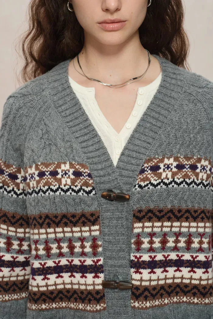 Coll Fair Isle Cardigan in Chunky Merino Wool Knit