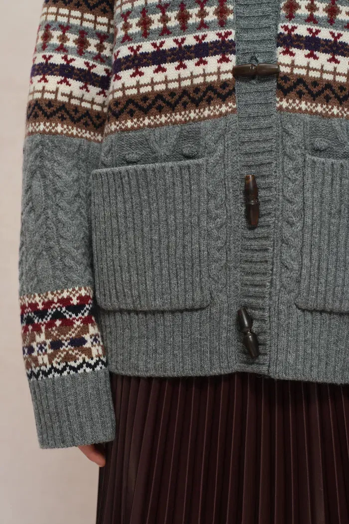 Coll Fair Isle Cardigan in Chunky Merino Wool Knit