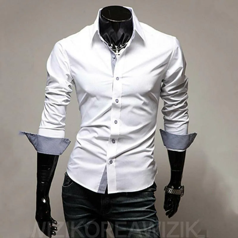 Comfortable Single Breasted Slim Fit Dress Shirt for Men