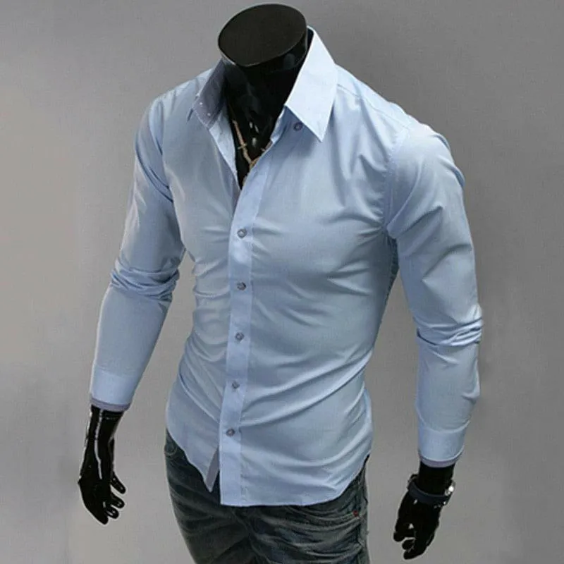 Comfortable Single Breasted Slim Fit Dress Shirt for Men