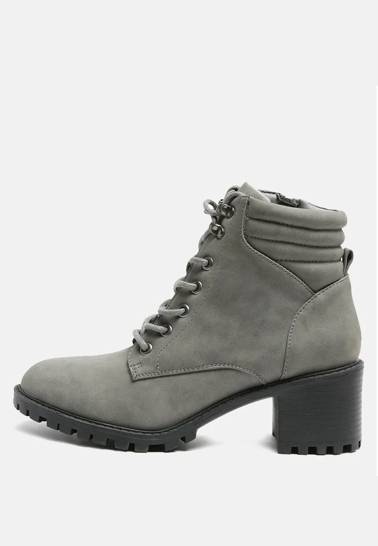 Eternity Cushion Collared Lace-Up Boots In Grey