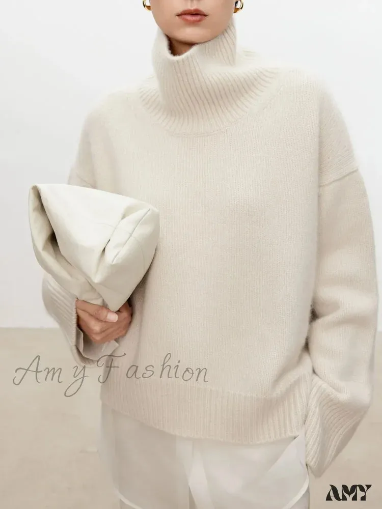 Female Loose Thick Languid Lazy Wind Pullover Knitting Base Wool Stylish Cozy Casual Sweater