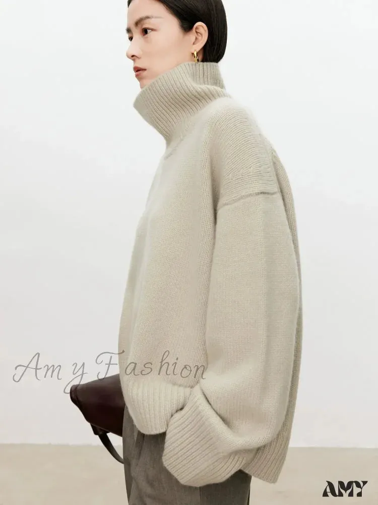 Female Loose Thick Languid Lazy Wind Pullover Knitting Base Wool Stylish Cozy Casual Sweater