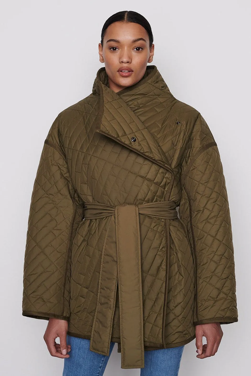 Frame - Quilted Drape Neck Jacket