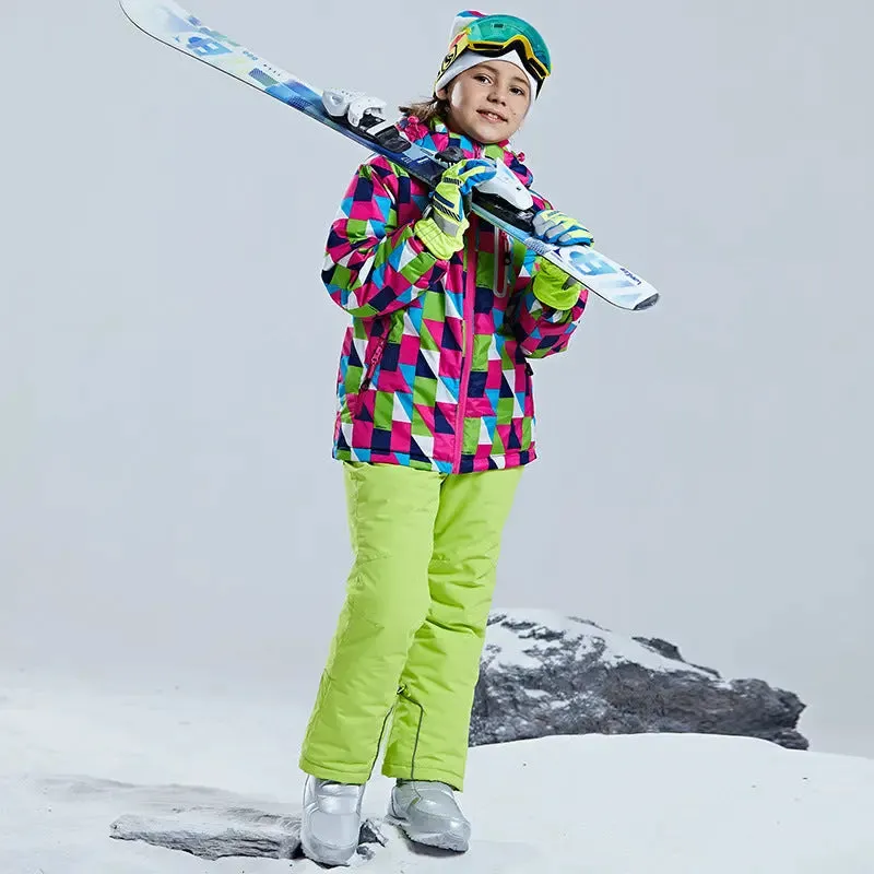 Girls Windproof Waterproof Ski Jacket & Pants Snowsuits