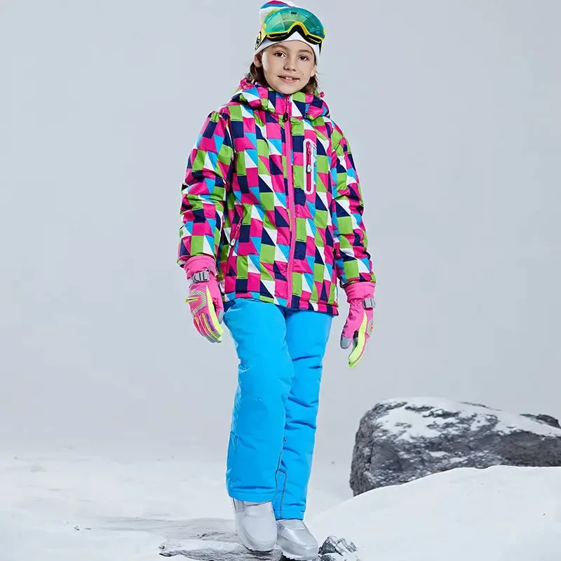 Girls Windproof Waterproof Ski Jacket & Pants Snowsuits