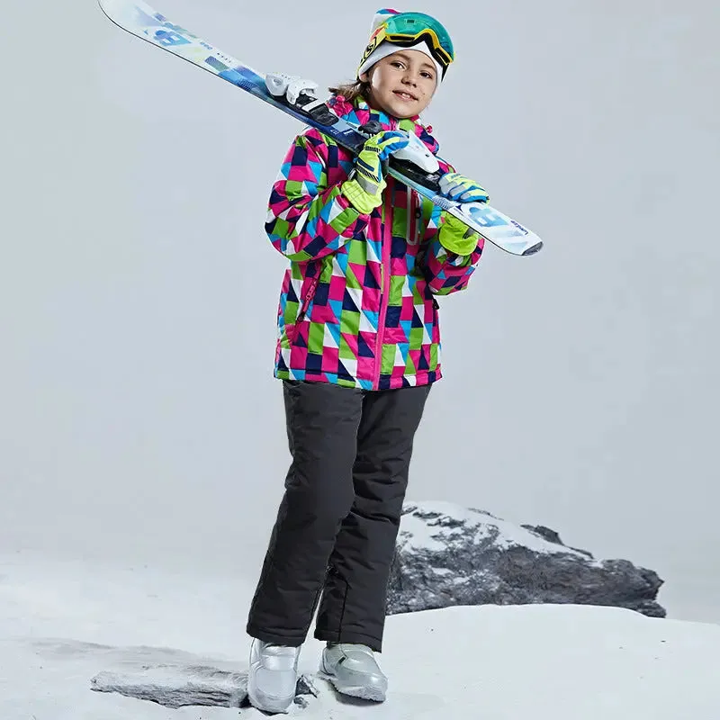 Girls Windproof Waterproof Ski Jacket & Pants Snowsuits