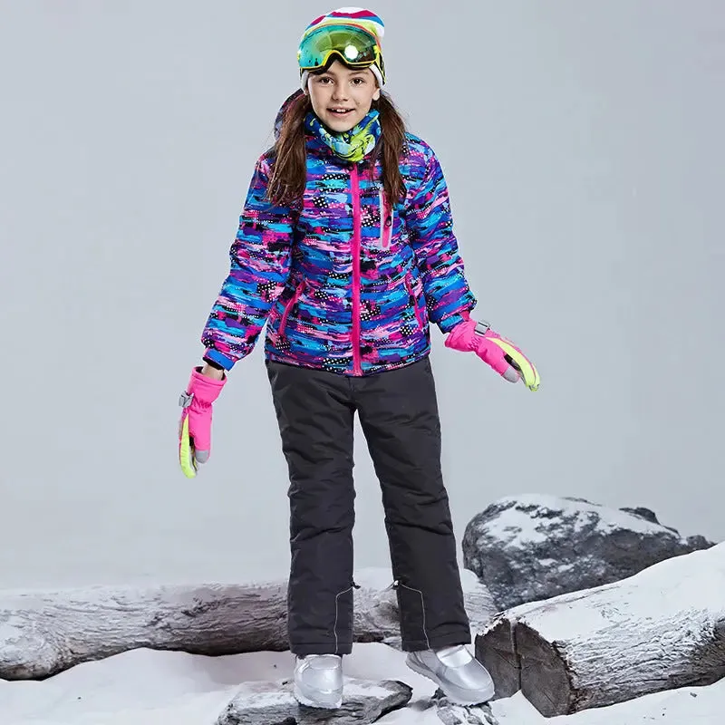 Girls Windproof Waterproof Ski Jacket & Pants Snowsuits