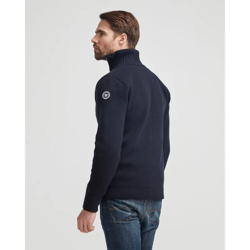 Holebrook Måns Windproof Knitted Lambswool Full Zip Jacket - Navy