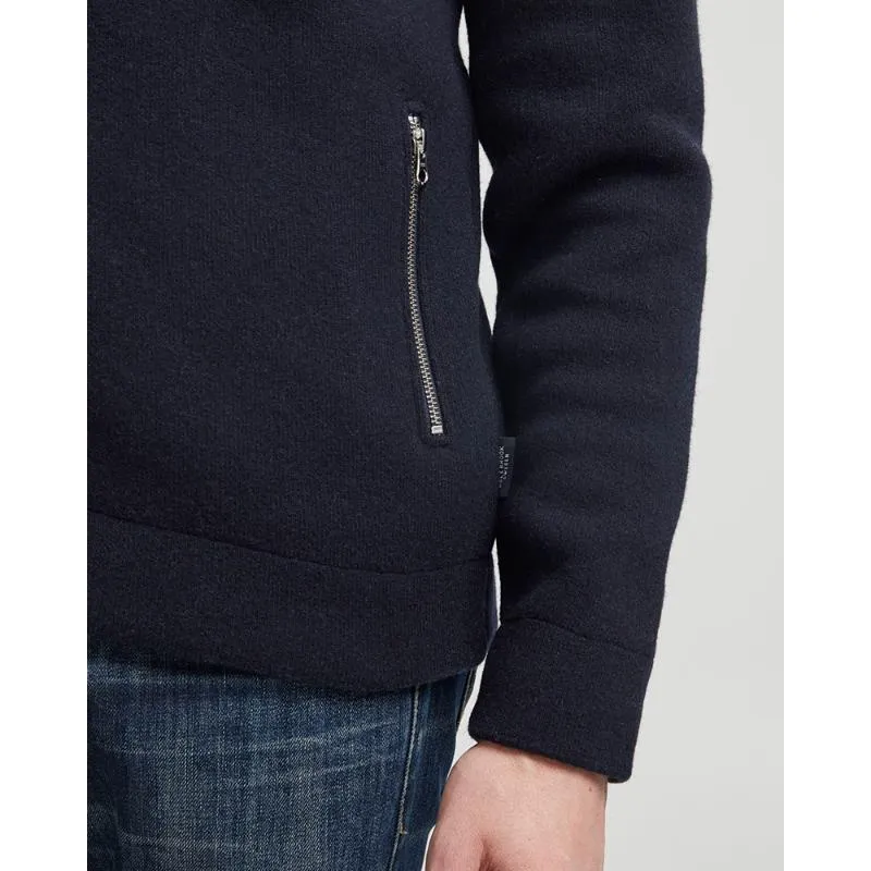 Holebrook Måns Windproof Knitted Lambswool Full Zip Jacket - Navy