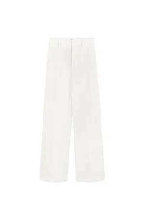 Jasmine Straight Ribbed Poly Wool Floor Length Pants