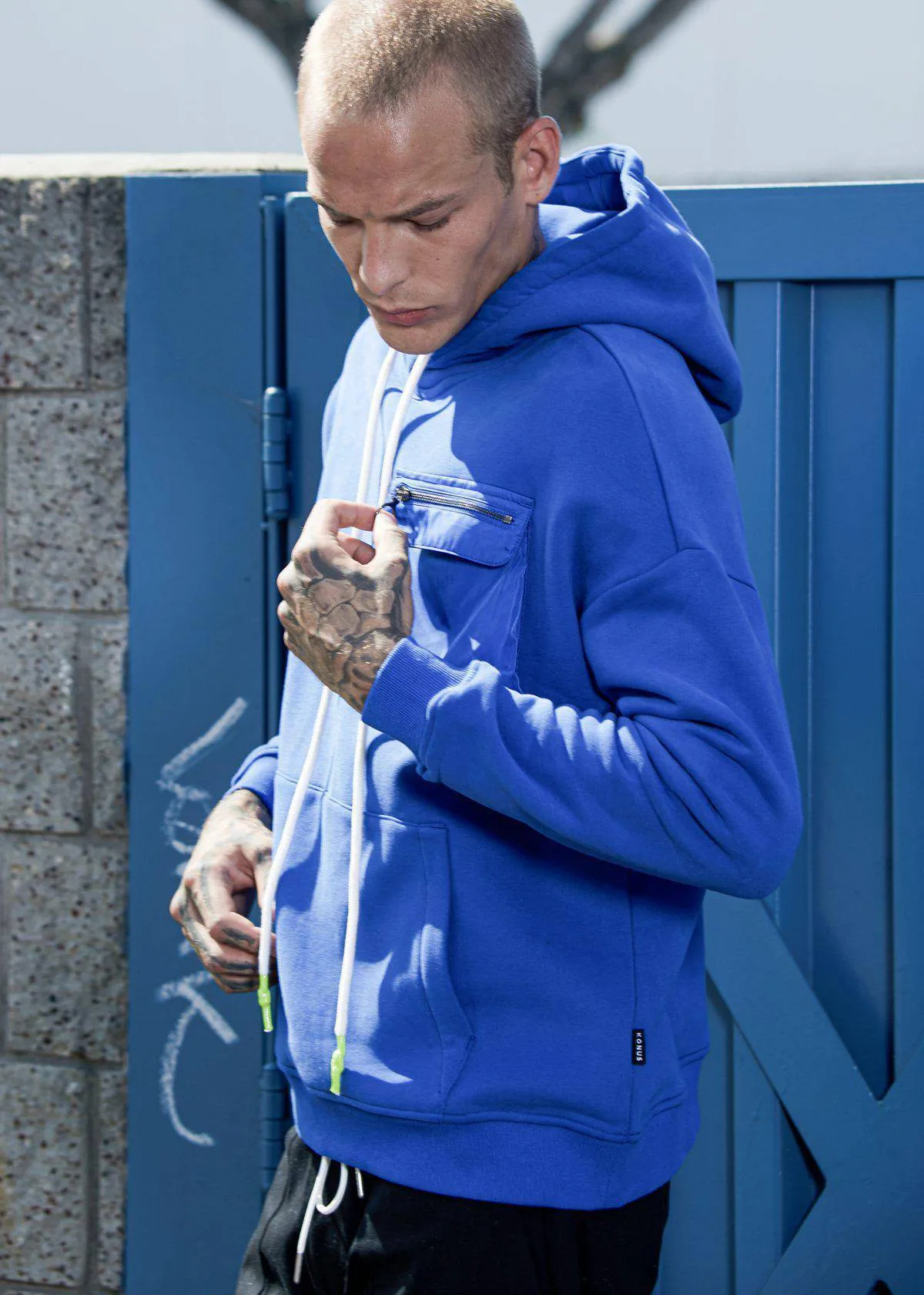 Men's Bellow Pocket Hoodie in Blue