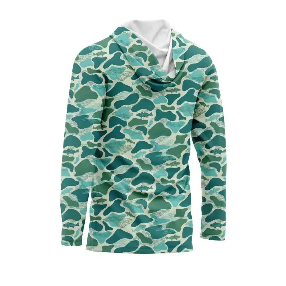 Men's Hooded Fishing Jersey - Green Camo