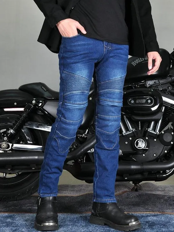 Men's Motorcycle Denim Pants Motorcycle Riding Pants Winter Windproof Anti-Fall Pants