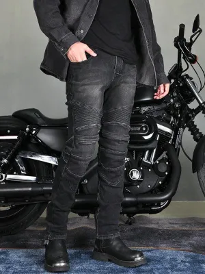 Men's Motorcycle Denim Pants Motorcycle Riding Pants Winter Windproof Anti-Fall Pants