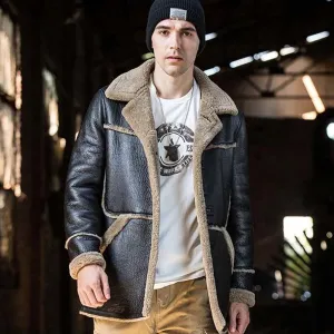 Mens Sheepskin Shearling Natural Fur long coat  and jacket