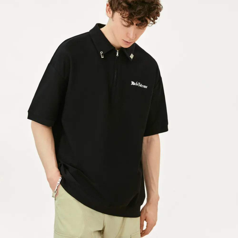 “Metal Bar Letters Polo” Shirts