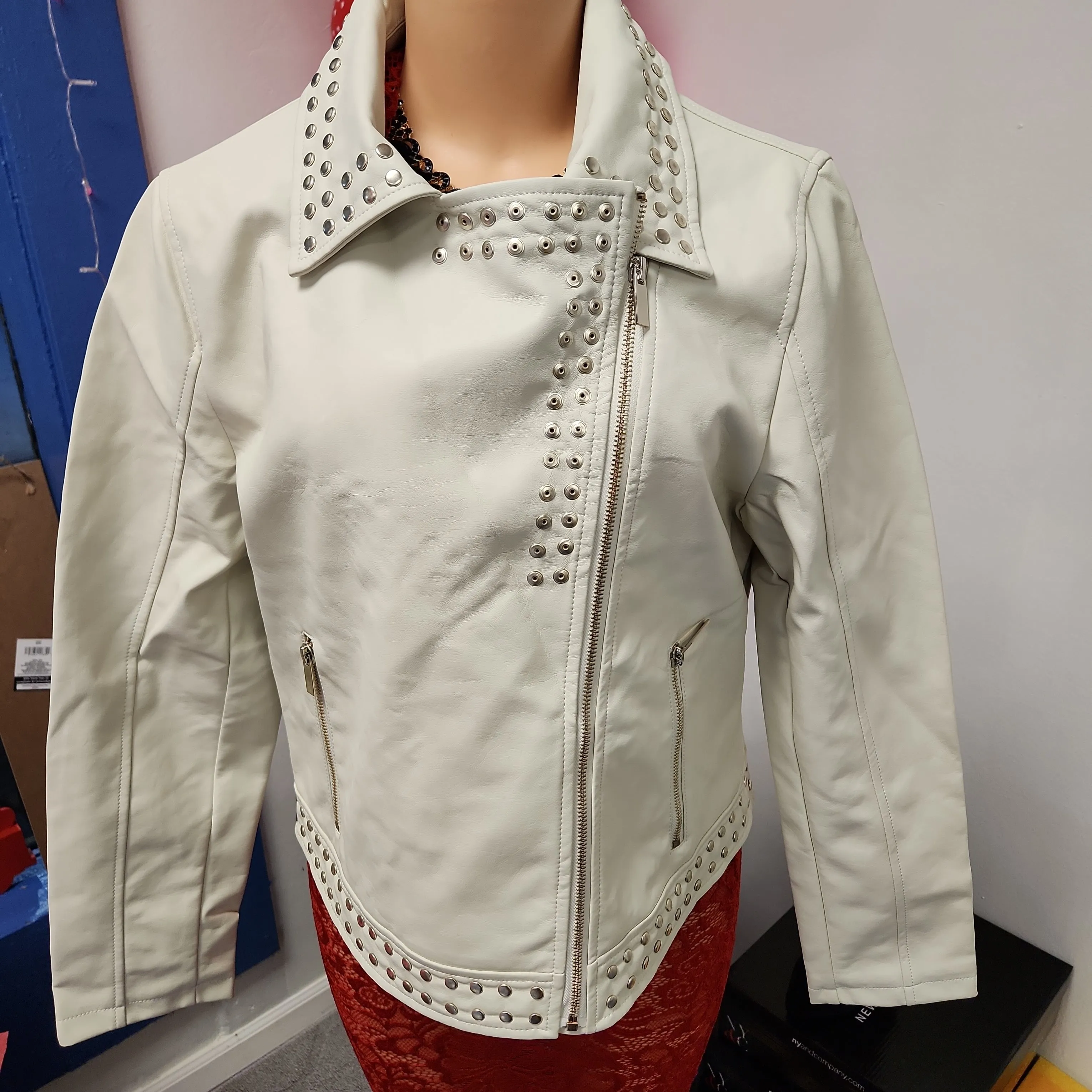 Moto Studded Jacket -Cream