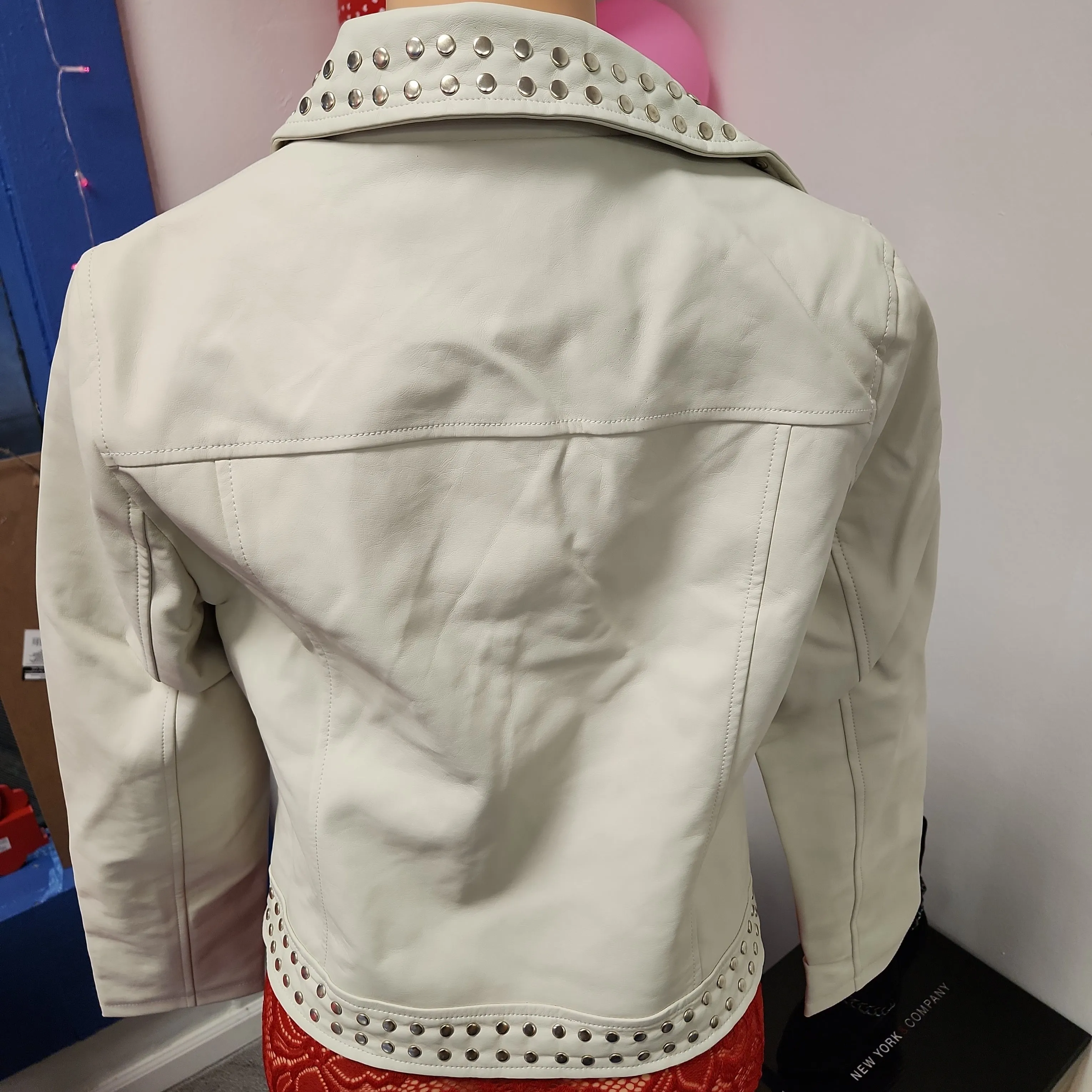 Moto Studded Jacket -Cream