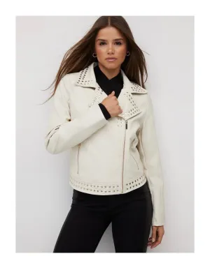 Moto Studded Jacket -Cream