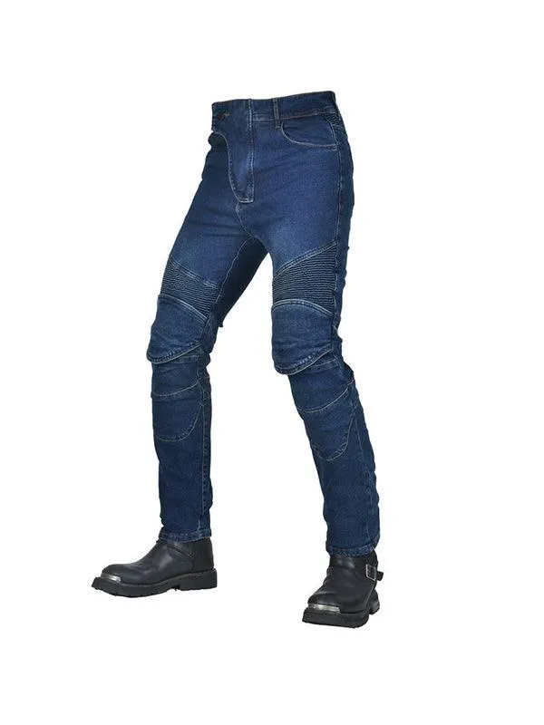 Motorcycle Jeans Classic Old Bull with Lid Vintage Motorbike Off-Road High Waist Straight Riding Pants All-Season