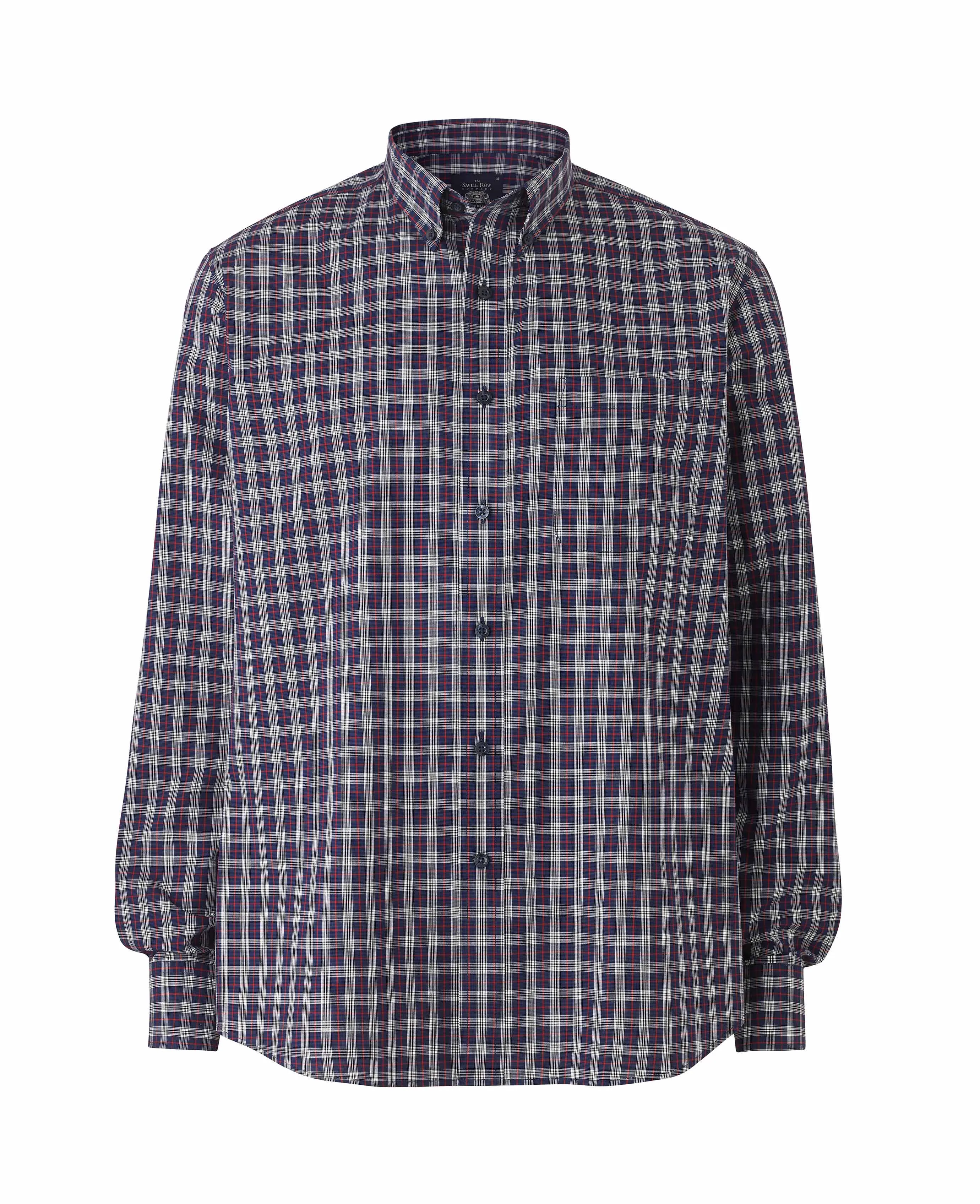 Navy White Red Check Classic Fit Casual Shirt