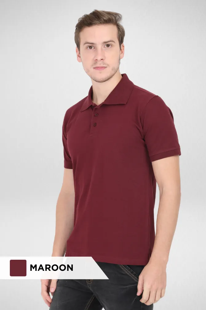 Pack Of 3 Polo T-Shirts Brick Red Maroon and Mustard Yellow for Men