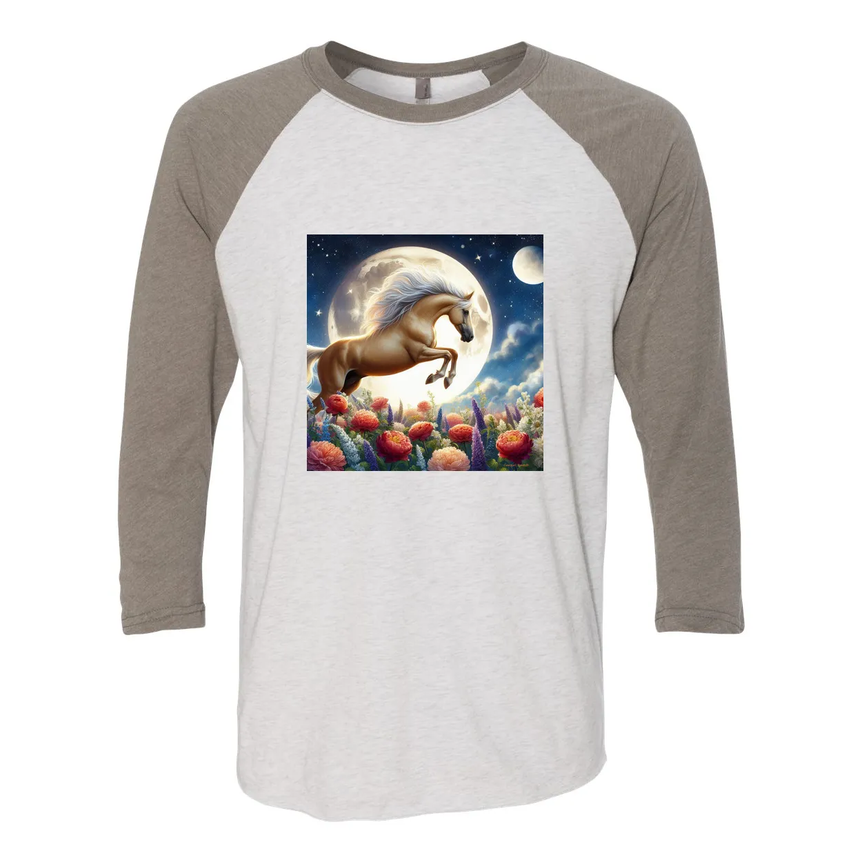 Palomino Moonshine Horse 3 4 Sleeve Raglan T Shirts