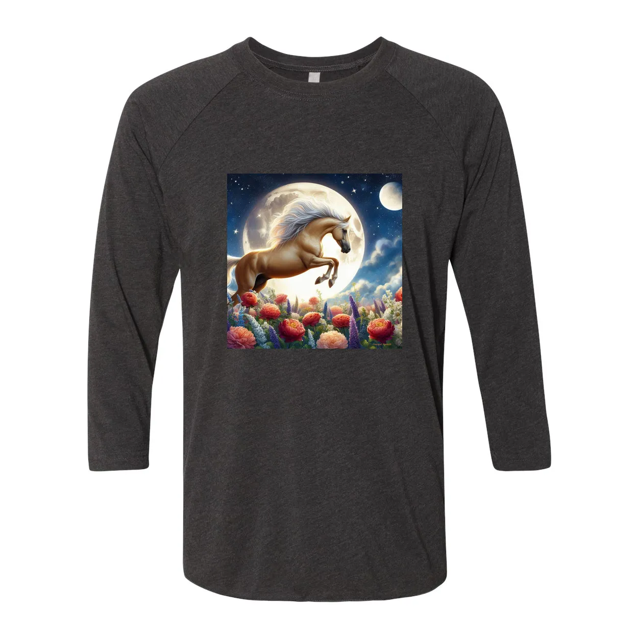 Palomino Moonshine Horse 3 4 Sleeve Raglan T Shirts